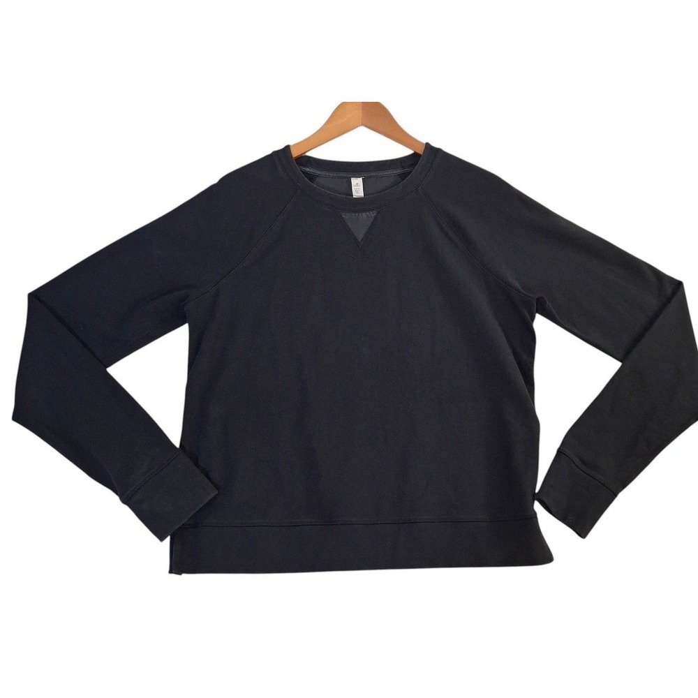 Lululemon Athletica Black Mixed Media Tencel Silk Back Sweatshirt Size 10 Raglan